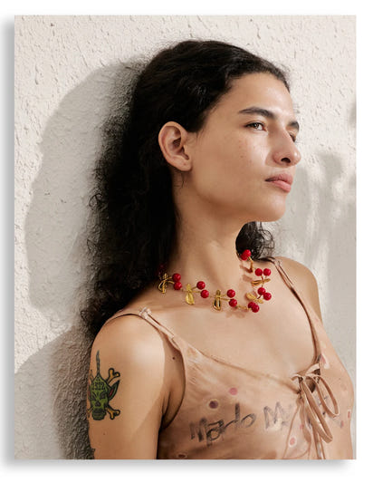 Ruby Cherry Charm Necklace