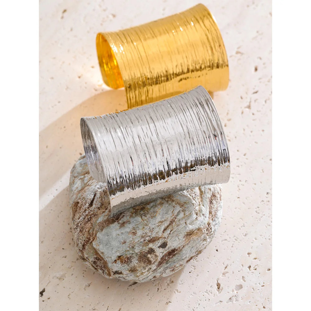 Steeletta Statement Big Wide Stainless Steel Bracelet