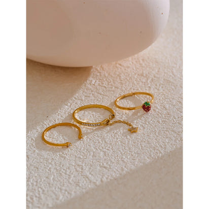 Strawberry Geometric Ring