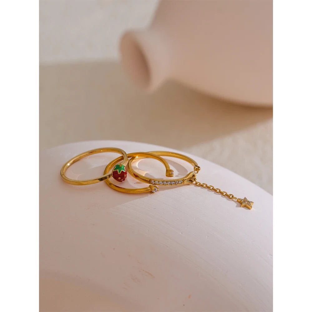 Strawberry Geometric Ring