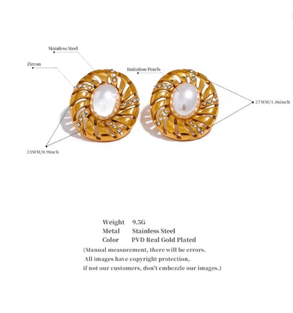 Aurora Ice Pearl & CZ Hollow Stud Earrings