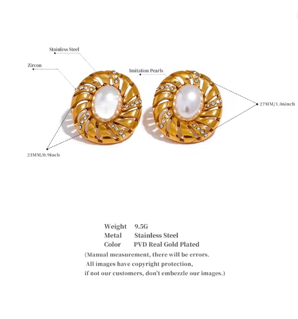 Aurora Ice Pearl & CZ Hollow Stud Earrings