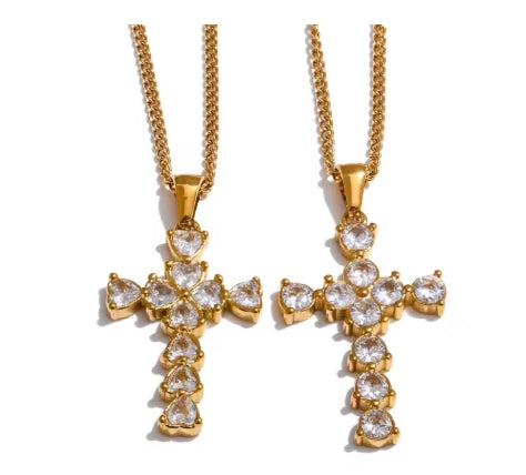 Aurora Cross Chain Bling Necklace