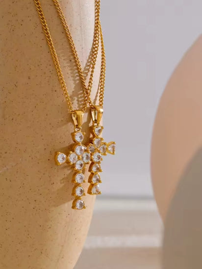 Aurora Cross Chain Bling Necklace