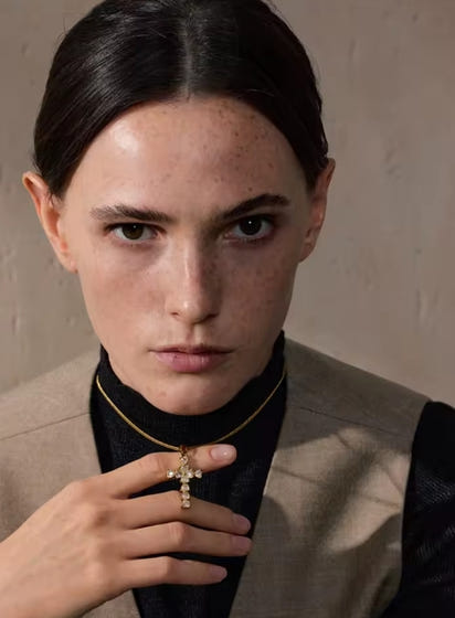 Aurora Cross Chain Bling Necklace