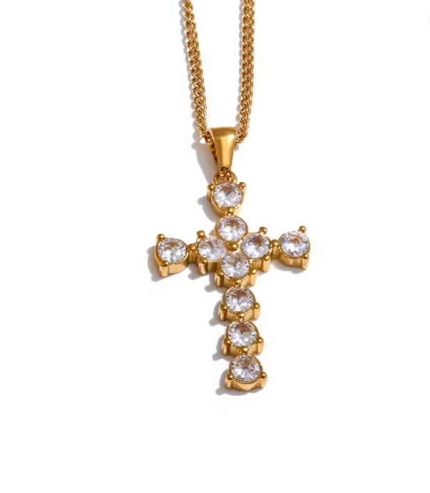 Aurora Cross Chain Bling Necklace