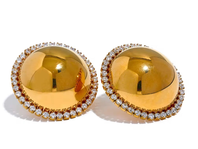 Aurora Ice Round Big Stud Earrings