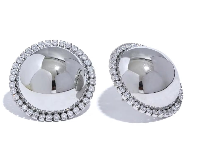 Aurora Ice Round Big Stud Earrings