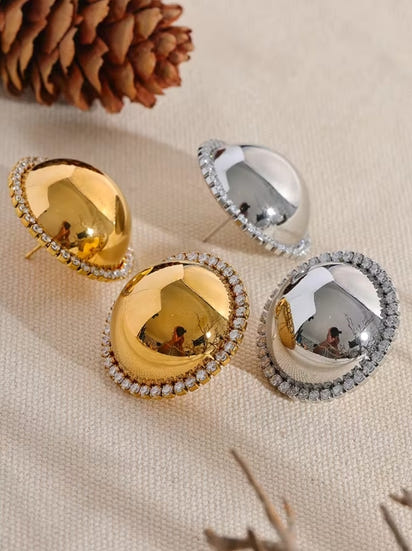 Aurora Ice Round Big Stud Earrings