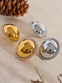 Aurora Ice Round Big Stud Earrings