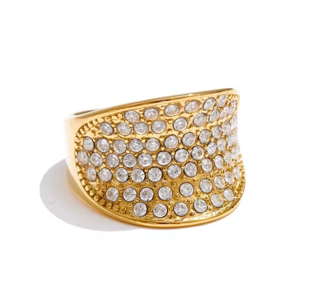 Aurora Ice Dual-Tone Geometric Ring