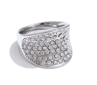 Aurora Ice Dual-Tone Geometric Ring