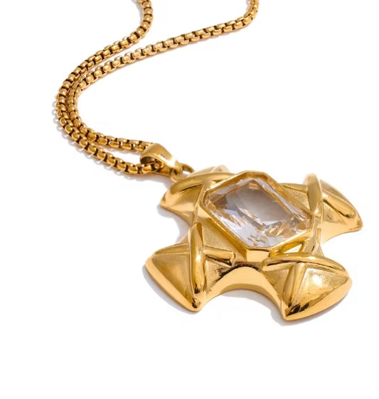 Aurora Ice AAA CZ Cross Pendant Necklace