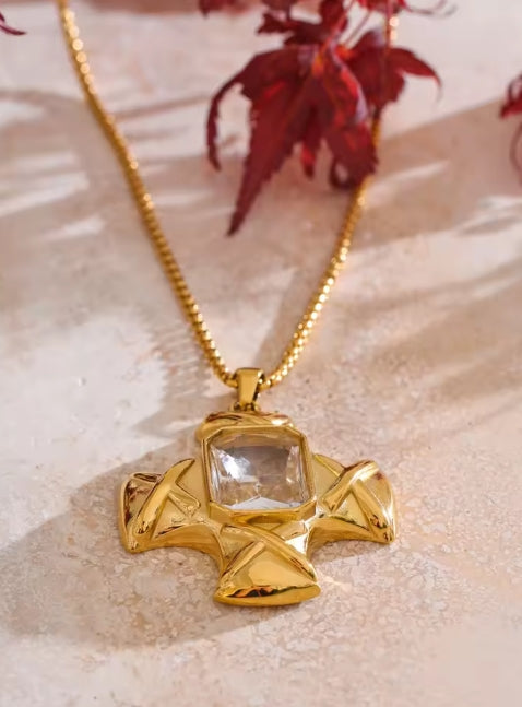 Aurora Ice AAA CZ Cross Pendant Necklace