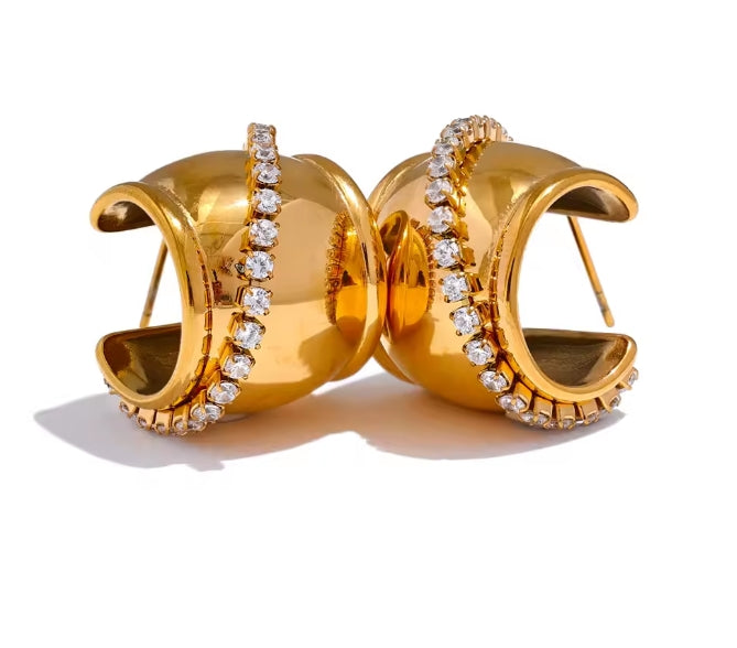 Aurora Ice C-Shape Chain Earrings