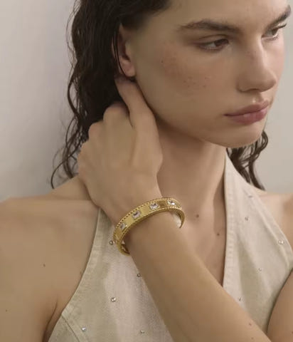 Aurora Ice Square Zirconia Cuff Bracelet