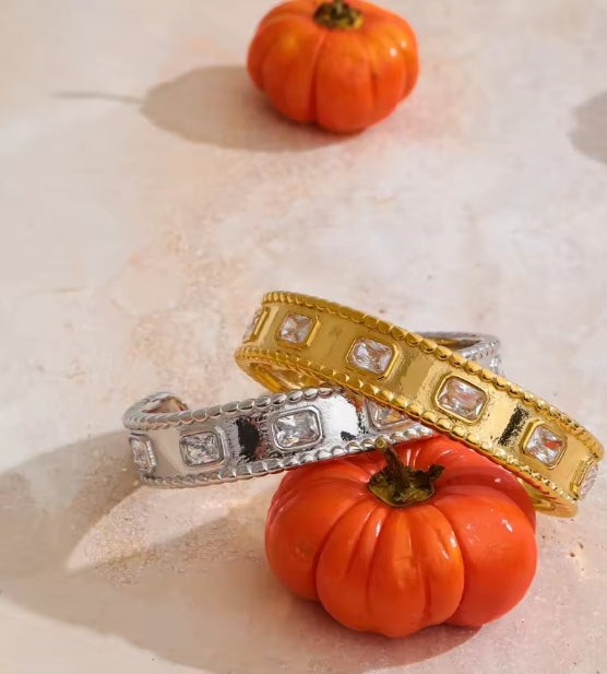 Aurora Ice Square Zirconia Cuff Bracelet