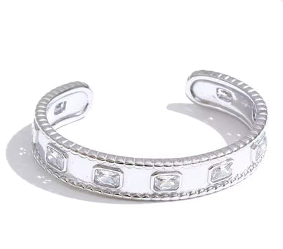 Aurora Ice Square Zirconia Cuff Bracelet