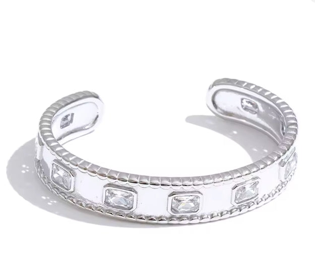 Aurora Ice Square Zirconia Cuff Bracelet