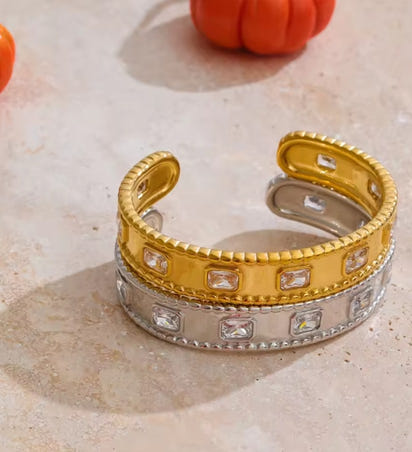 Aurora Ice Square Zirconia Cuff Bracelet