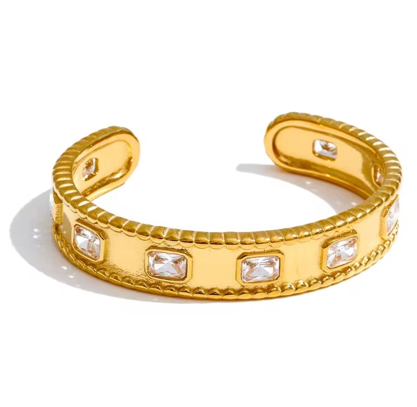 Aurora Ice Square Zirconia Cuff Bracelet