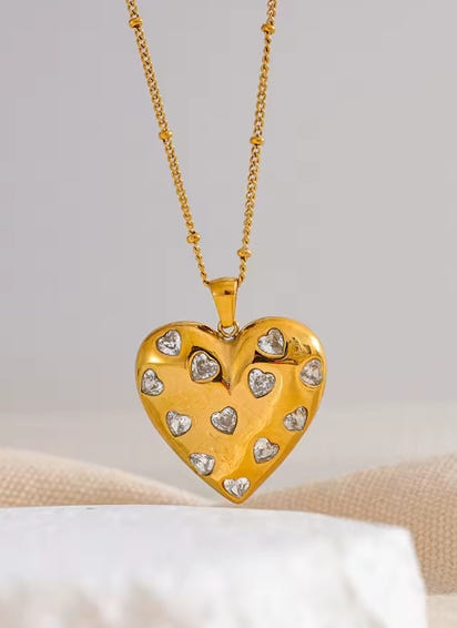 Aurora Ice Heart Pendant Necklace