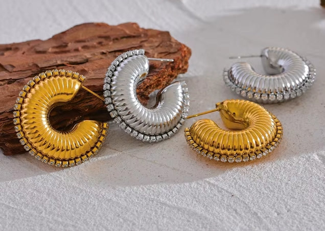 Aurora Ice C-Shape Geometric Earrings