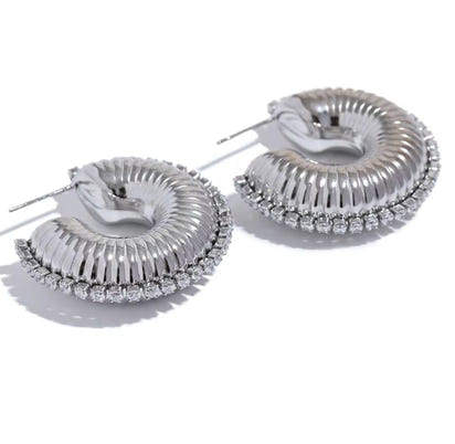 Aurora Ice C-Shape Geometric Earrings