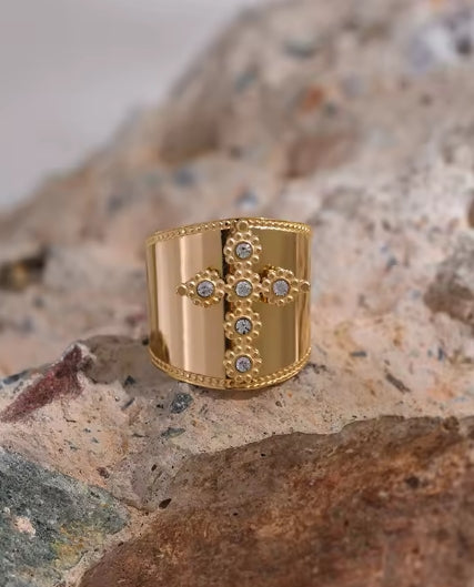 Aurora Ice Cross CZ Ring