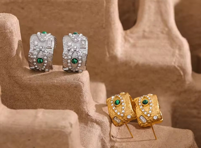 Aurora Ice Eye Geometric Huggie Earrings