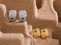 Aurora Ice Eye Geometric Huggie Earrings