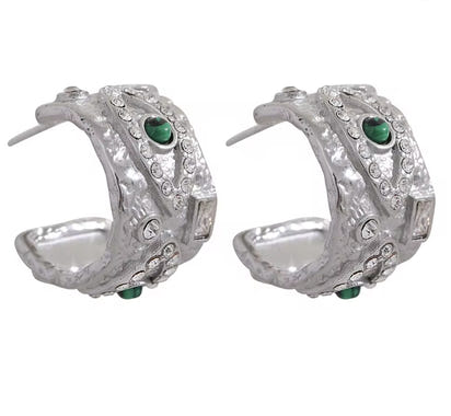 Aurora Ice Eye Geometric Huggie Earrings