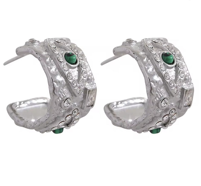 Aurora Ice Eye Geometric Huggie Earrings