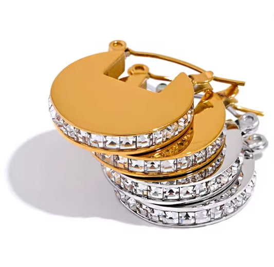 Aurora Ice Luxury Rhinestone Hoop Earrings