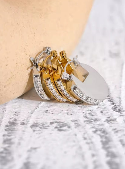 Aurora Ice Luxury Rhinestone Hoop Earrings