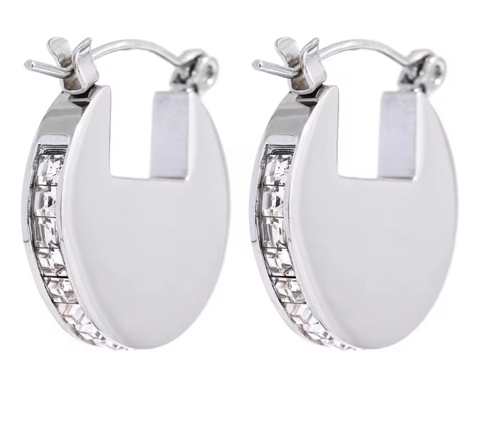 Aurora Ice Luxury Rhinestone Hoop Earrings