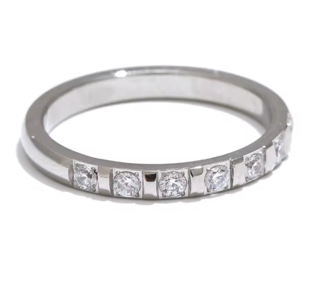 Aurora Ice Minimalist CZ Thin Ring