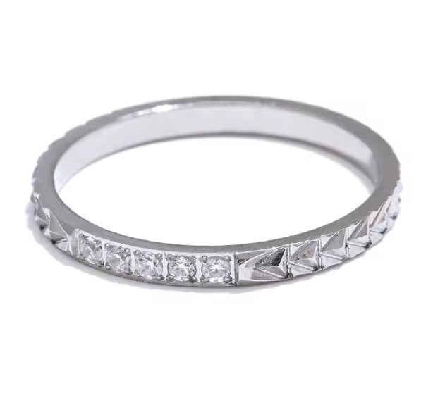 Aurora Ice Minimalist CZ Thin Ring