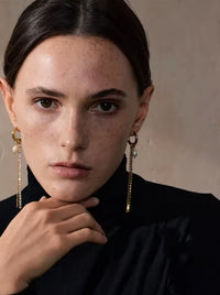 Aurora Ice Pearl & CZ Tassel Drop Earrings