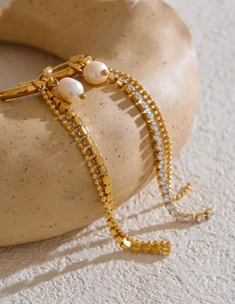 Aurora Ice Pearl & CZ Tassel Drop Earrings