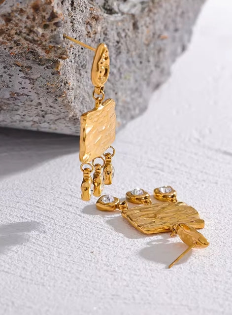 Aurora Ice Square Geometric CZ Dangle Earrings