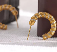 Aurora Ice Twisted Croissant C-Shape Hoop Earrings