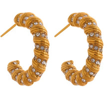 Aurora Ice Twisted Croissant C-Shape Hoop Earrings