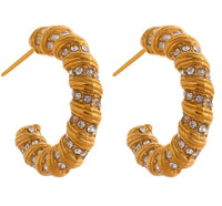 Aurora Ice Twisted Croissant C-Shape Hoop Earrings