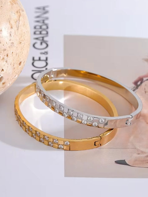 Aurora Ice Wide CZ Bracelet Bangle