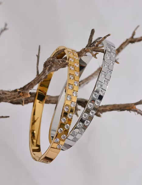 Aurora Ice Wide CZ Bracelet Bangle