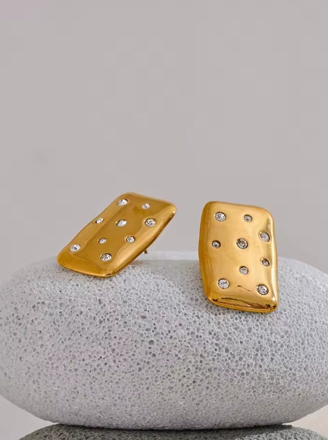 Aurora Ice Rectangle & Square CZ Stud Earrings