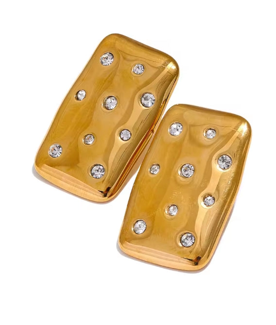 Aurora Ice Rectangle & Square CZ Stud Earrings