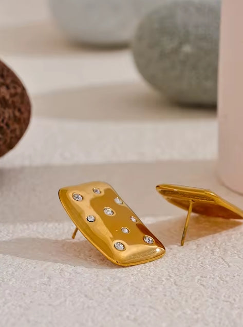 Aurora Ice Rectangle & Square CZ Stud Earrings