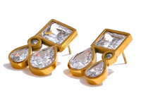 Aurora Ice Teardrop Square CZ Stud Earrings